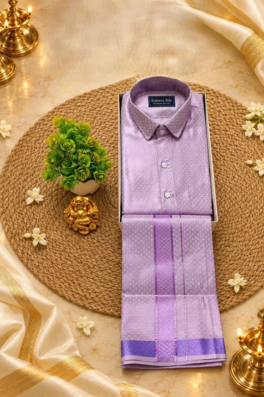 Luxury Embossed Tissue Adult Set - Shirt - Dhoti